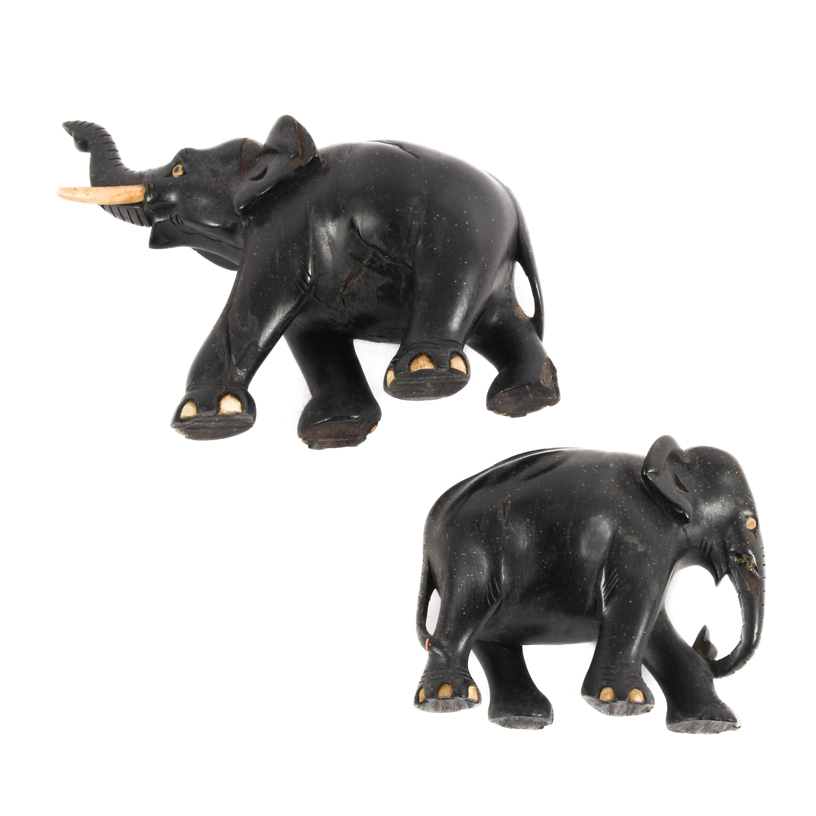 Lot of Two Ebony Elephant Statues-7