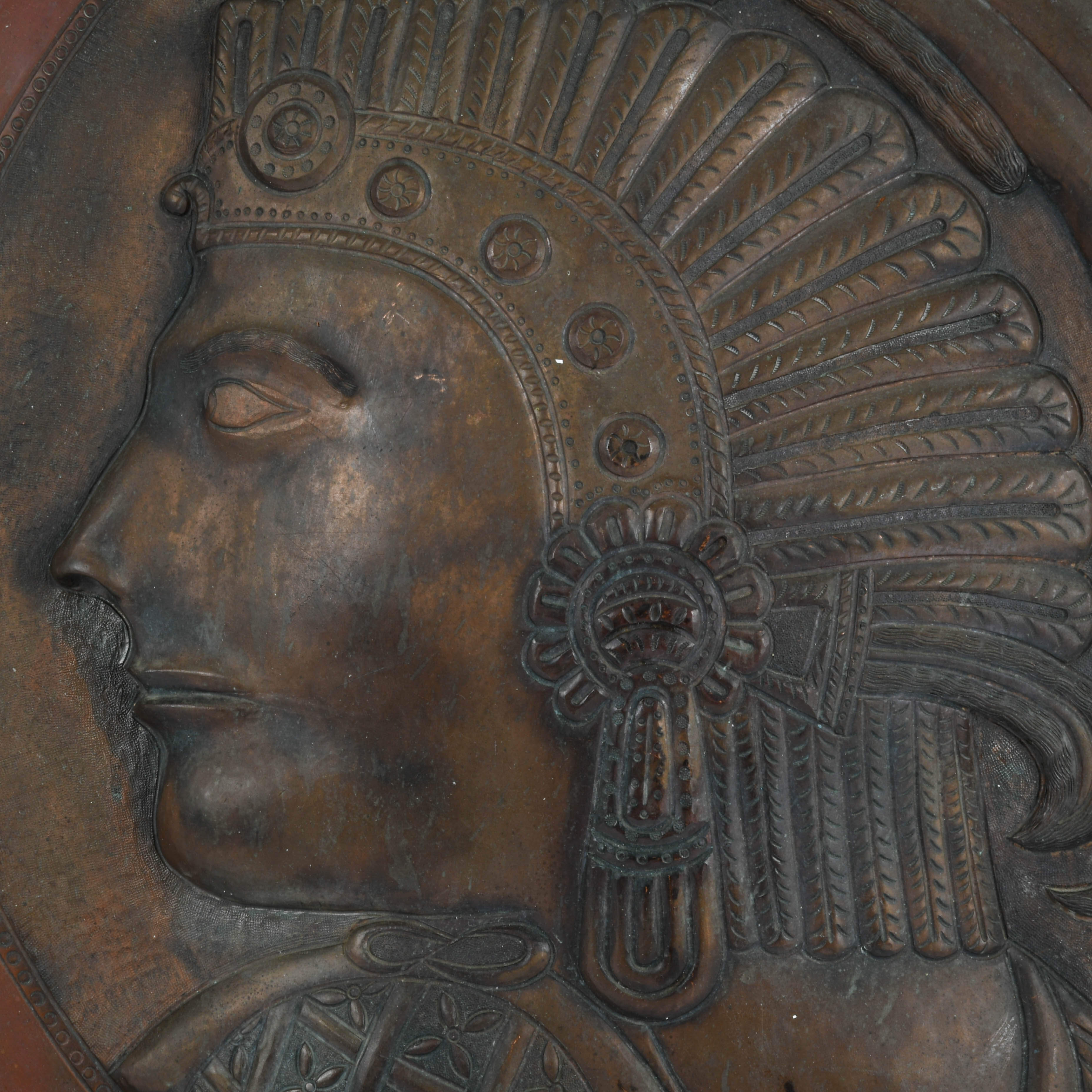Antique Metal Embossed Mexican Relief Wall Plaque-3