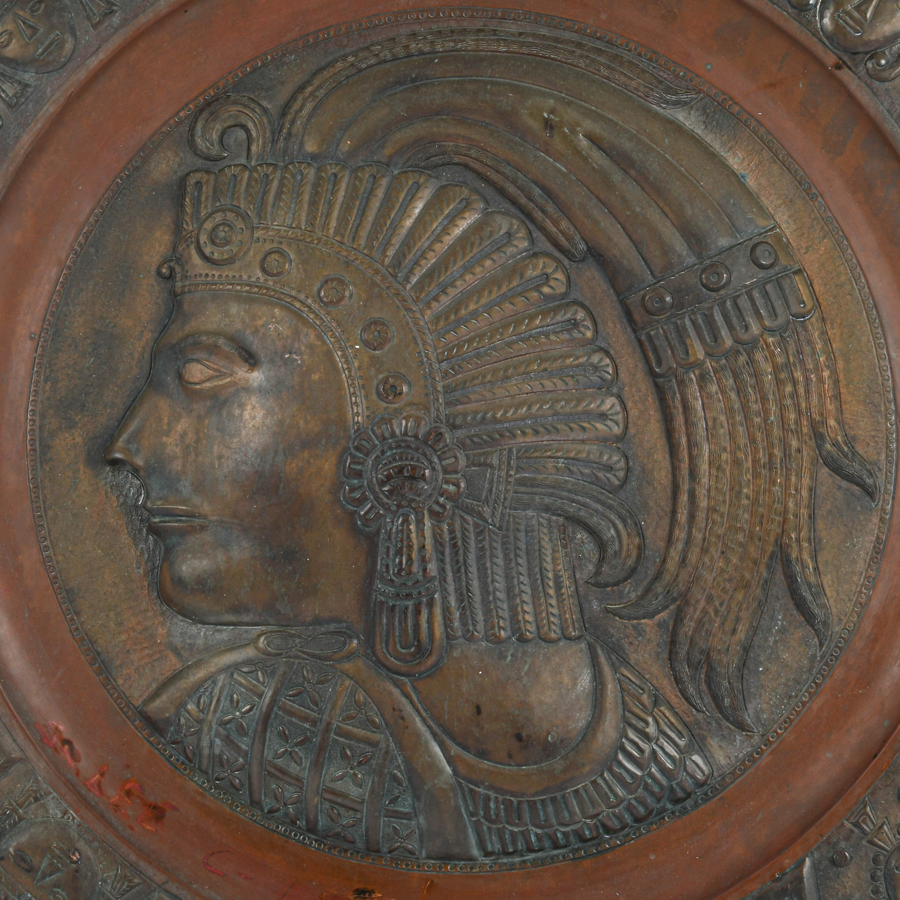 Antique Metal Embossed Mexican Relief Wall Plaque-2