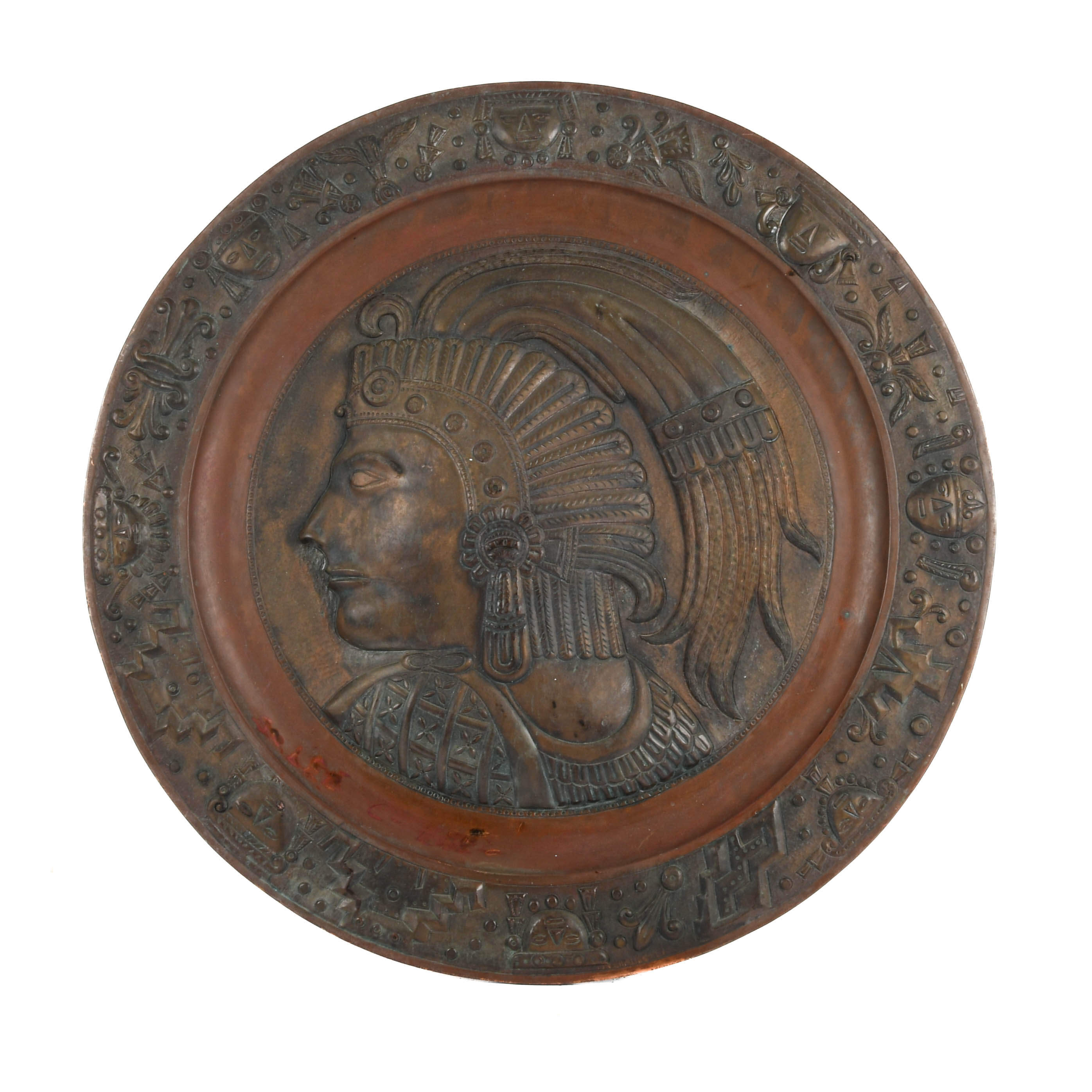 Antique Metal Embossed Mexican Relief Wall Plaque-1