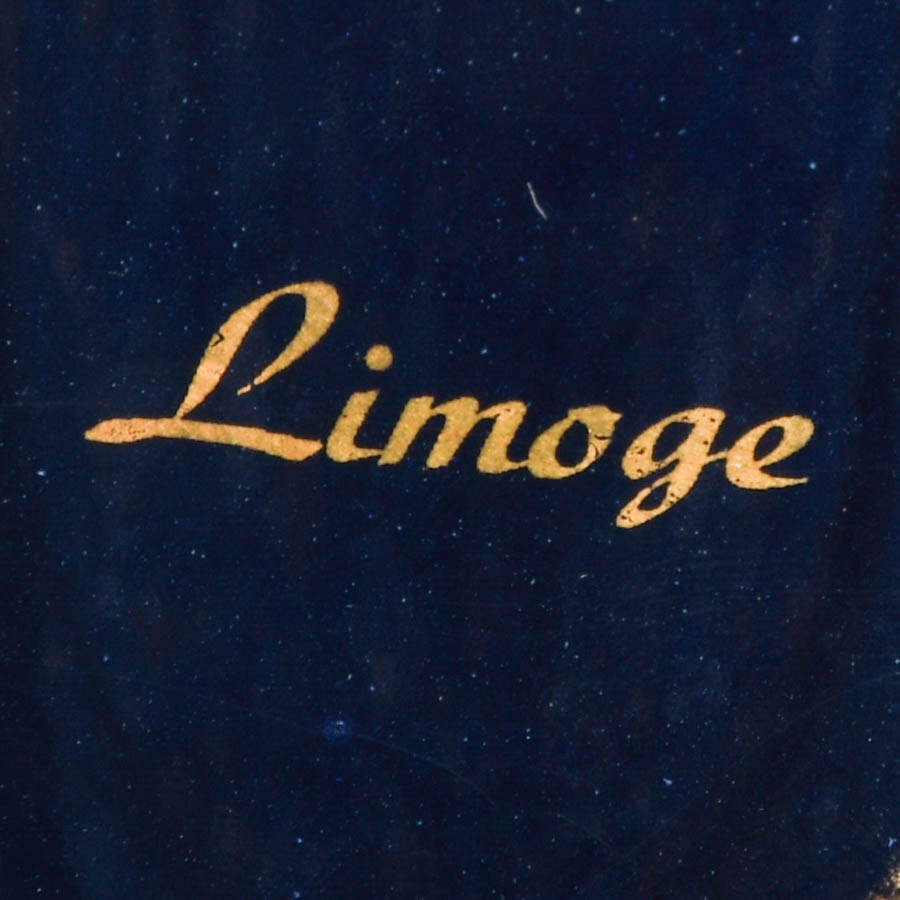 Lover's Scene Cobalt and Gilt Porcelain Compote by Limoge-6