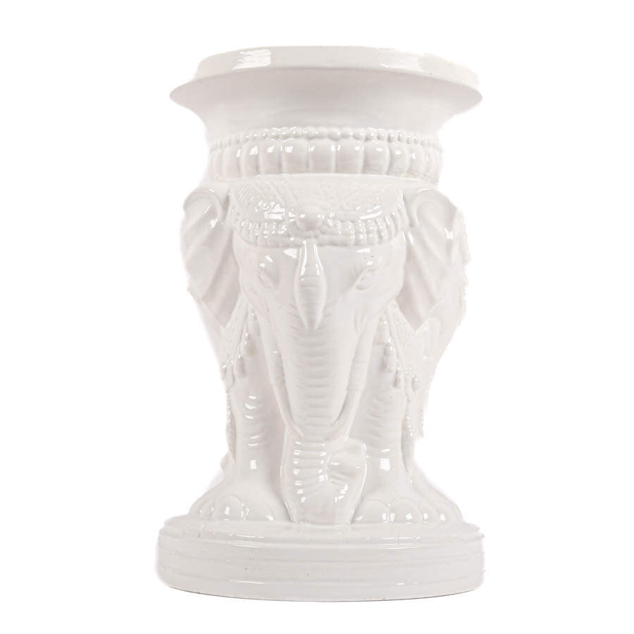 Signed Figural Elephant Motif Garden Stool-2