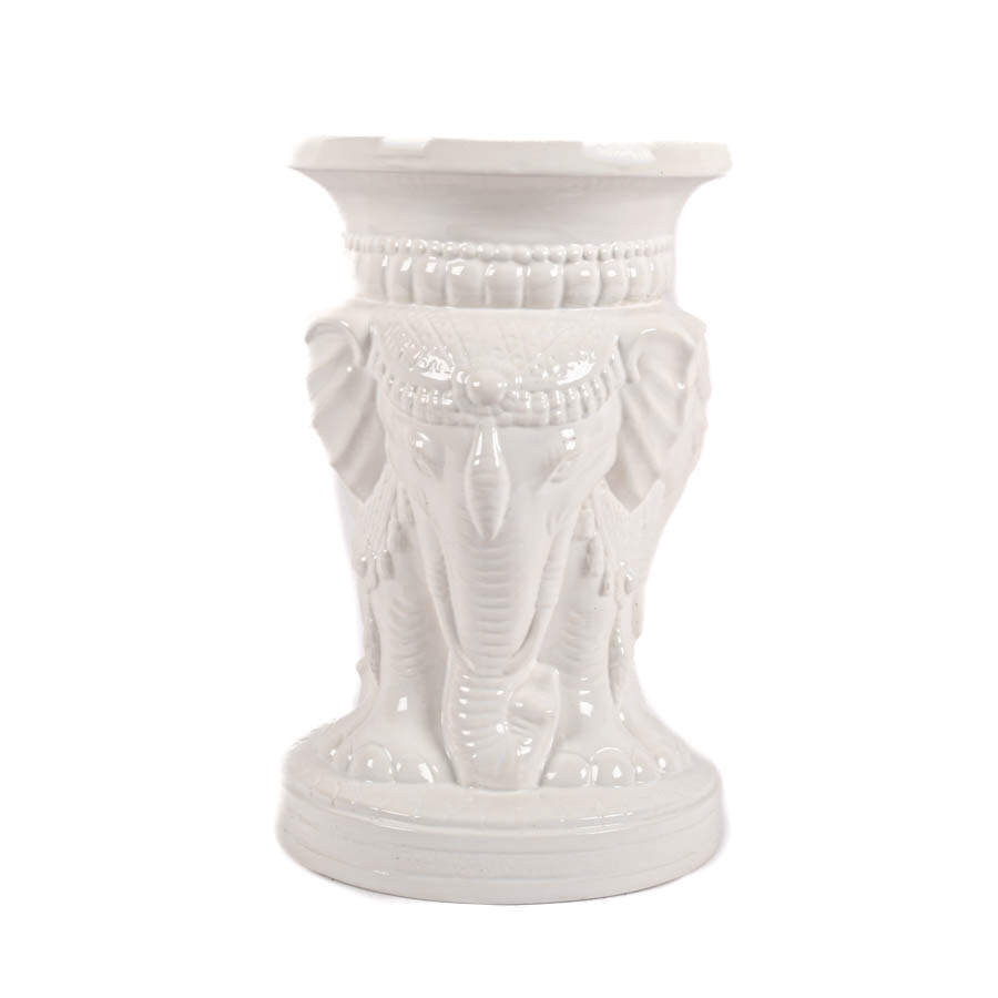 Signed Figural Elephant Motif Garden Stool-1