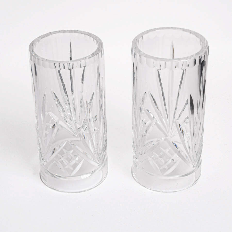 Matched Pair of Crystal Candle Covers-1