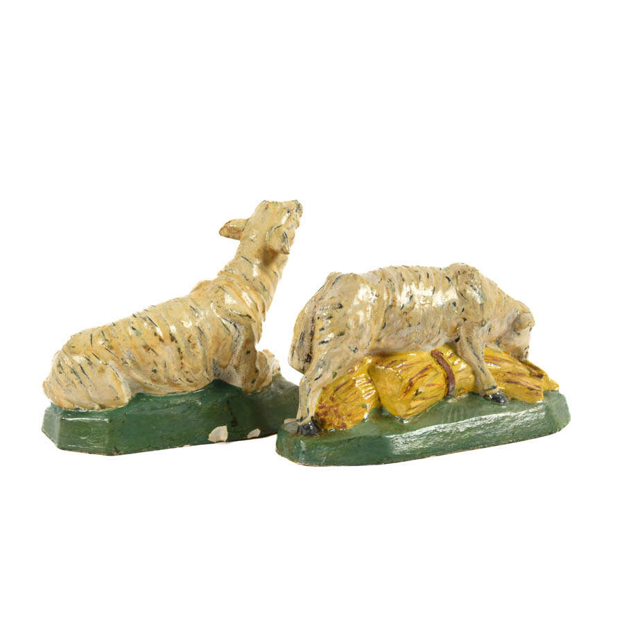 Pair of Chalkware Sheep Figures-3