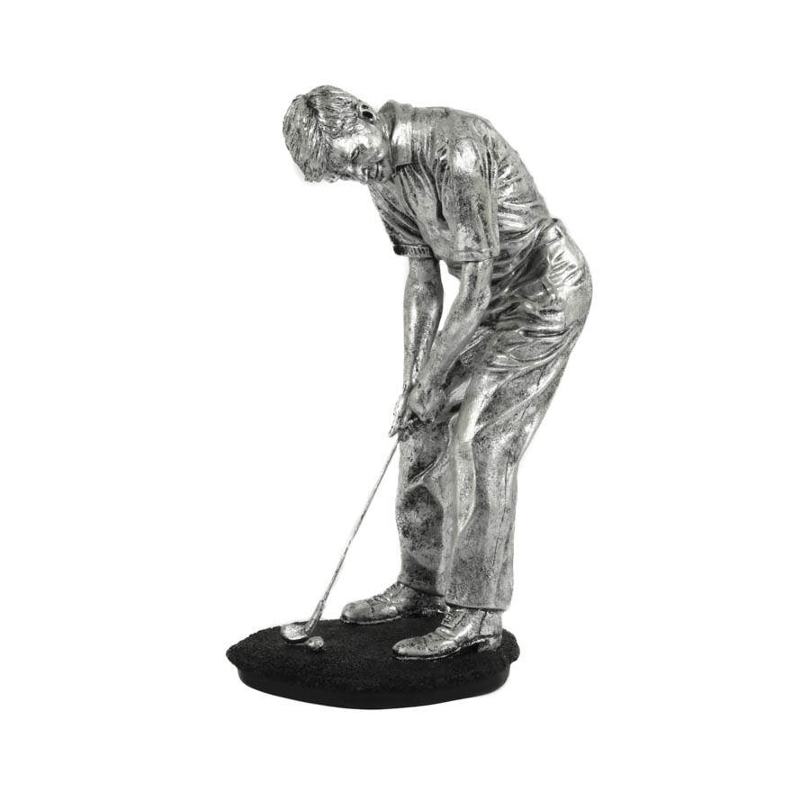 Silver Resin Golfer Sculpture-2