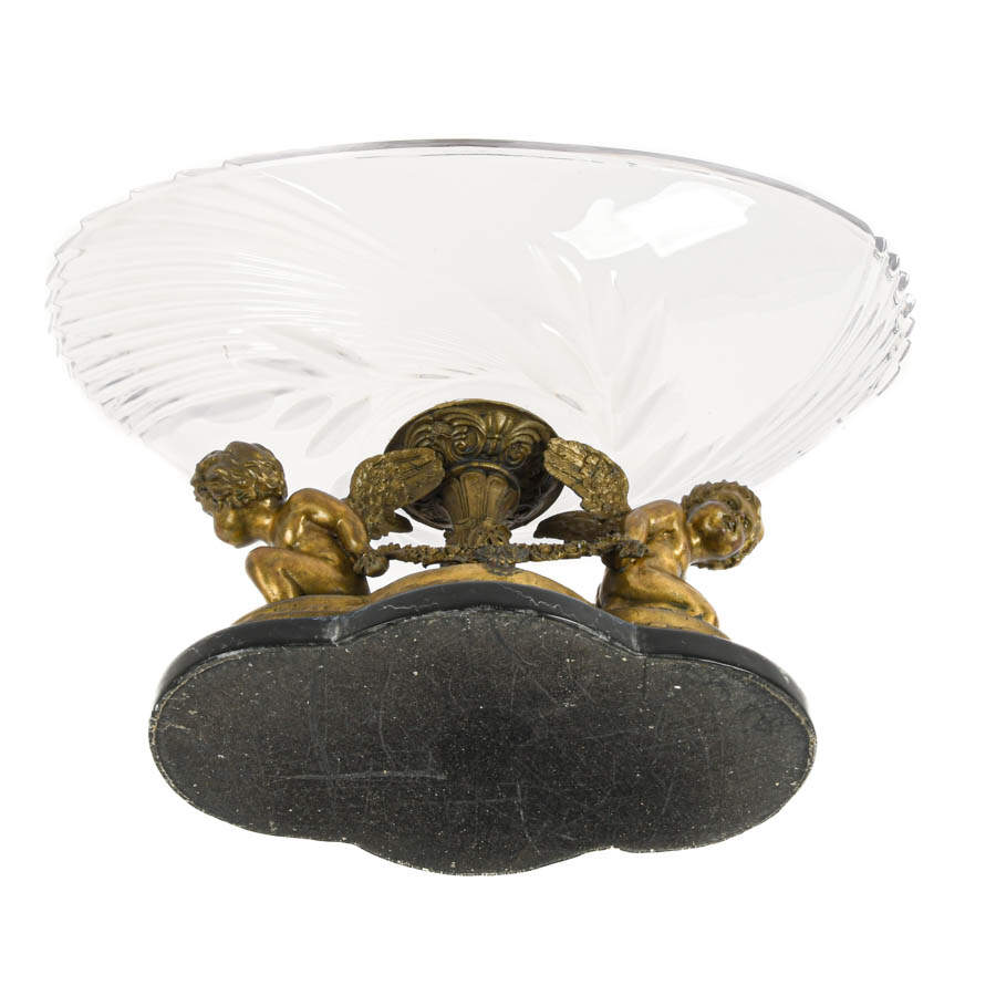 Bronze and Crystal Figural Putti Centerpiece-7