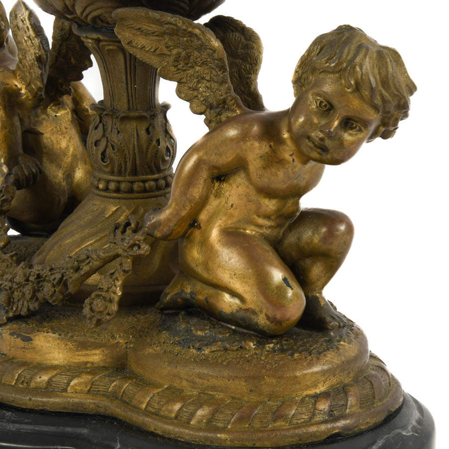 Bronze and Crystal Figural Putti Centerpiece-5