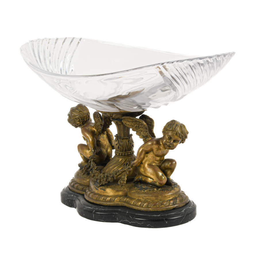 Bronze and Crystal Figural Putti Centerpiece-4