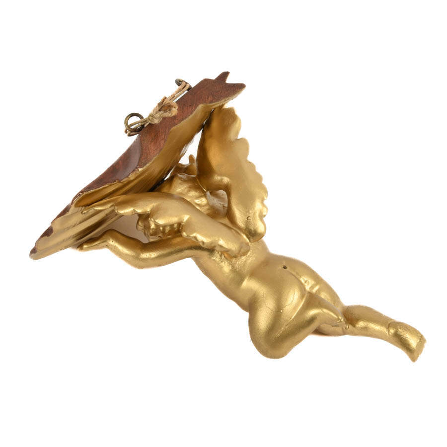 Antique Italian Carved and Gilt Wood Figural Cherub Shelf-6