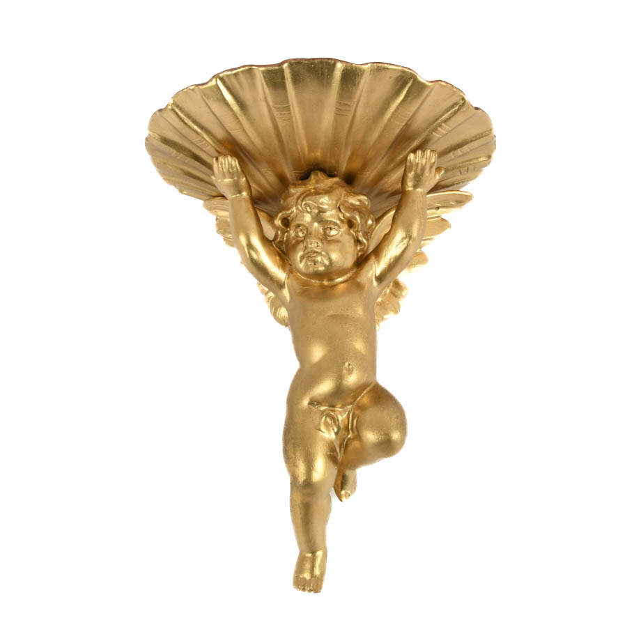 Antique Italian Carved and Gilt Wood Figural Cherub Shelf-1