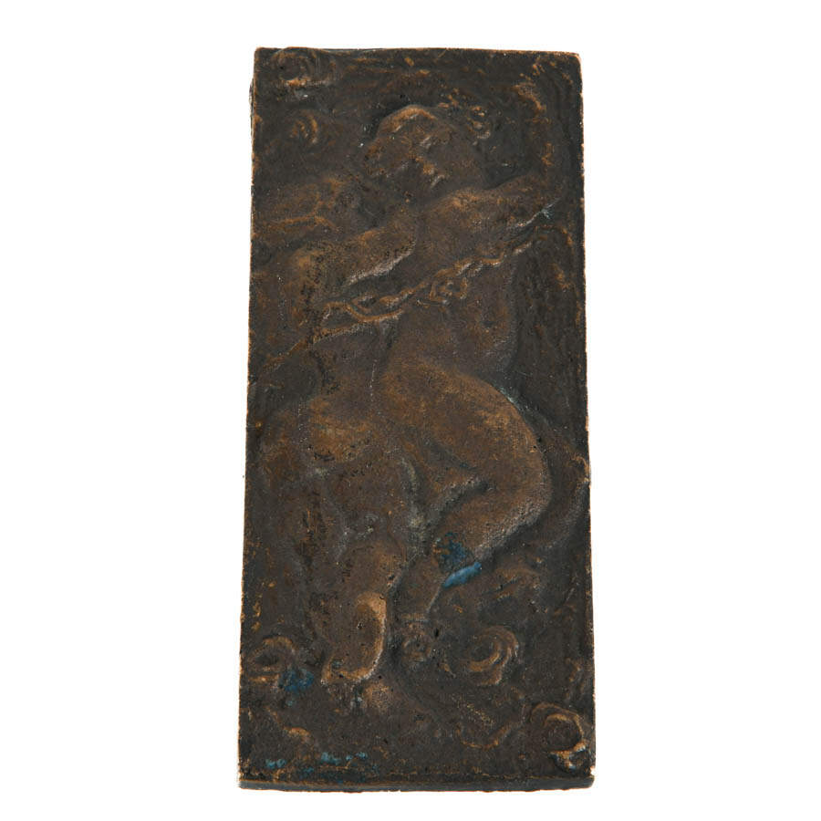 Pair of Victorian Bronze Bas Relief Putti and Roses Plaquettes-5