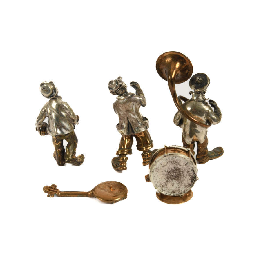 Group of Silver and Brass Musical Clown Band Figures-3