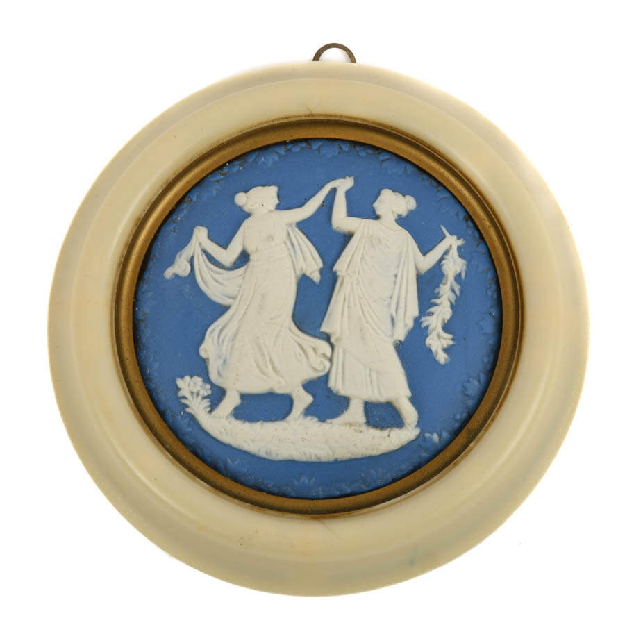 Pair of Blue and White Jasperware Circle Medallions-2