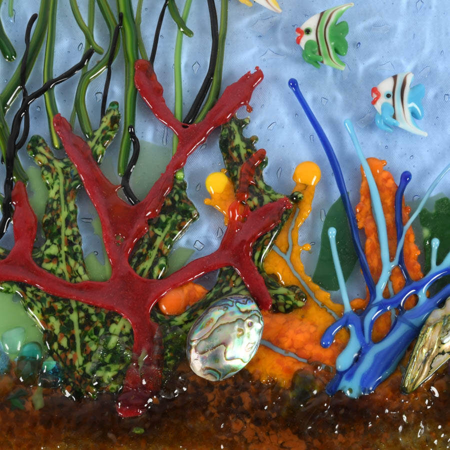 Sea Life Fused Art Glass Panel Sculpture-4