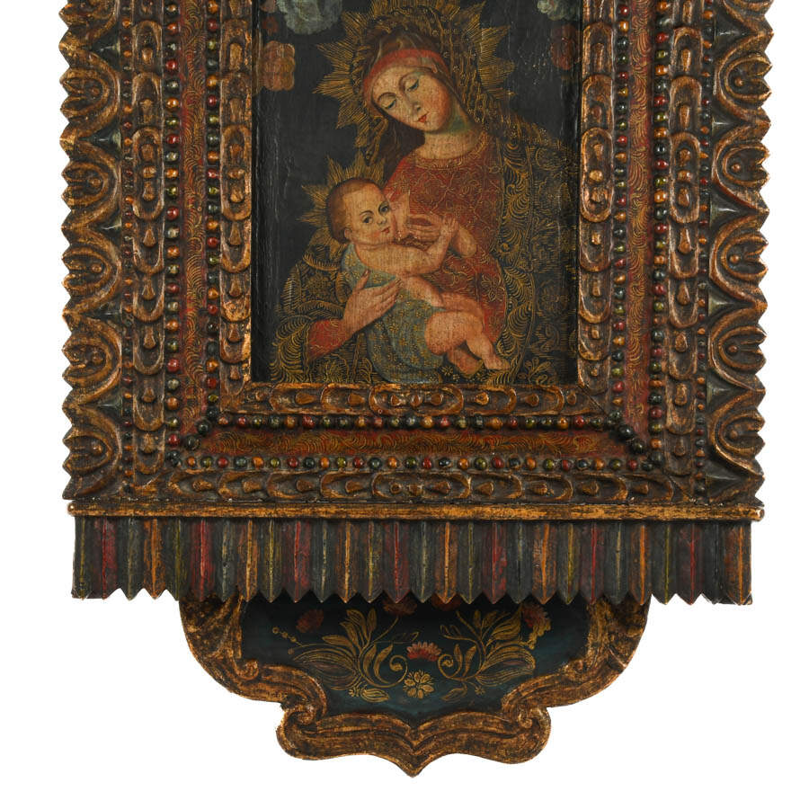 Antique South American Colonial Altarpiece-4
