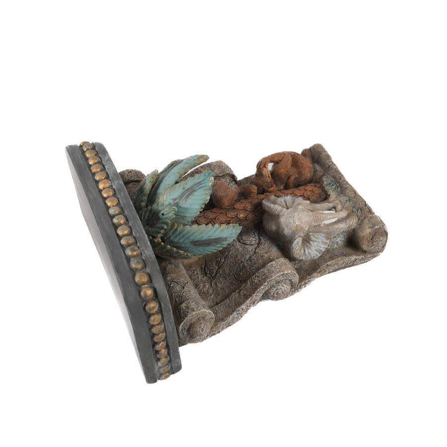 Figural Elephant and Monkeys Resin Wall Shelf-6