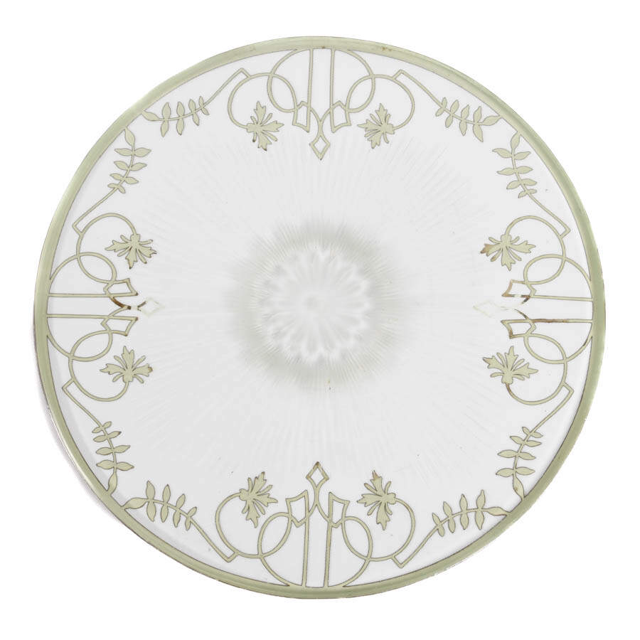 Art Nouveau Glass Trivet with Silver Overlay-4