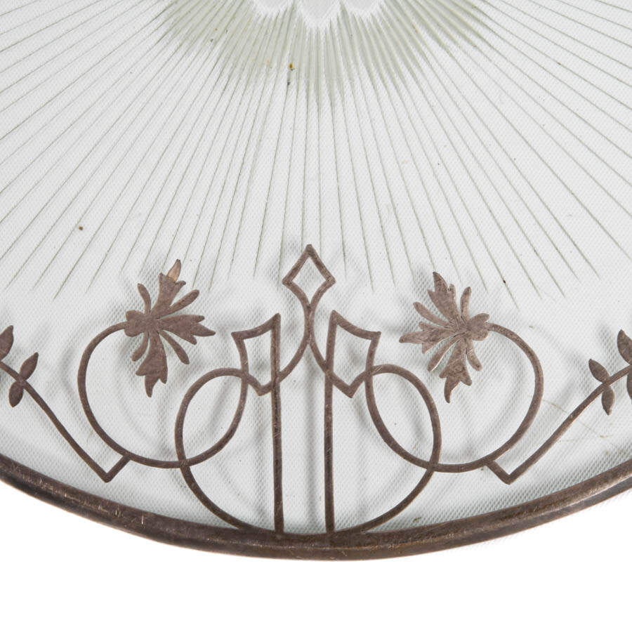 Art Nouveau Glass Trivet with Silver Overlay-2