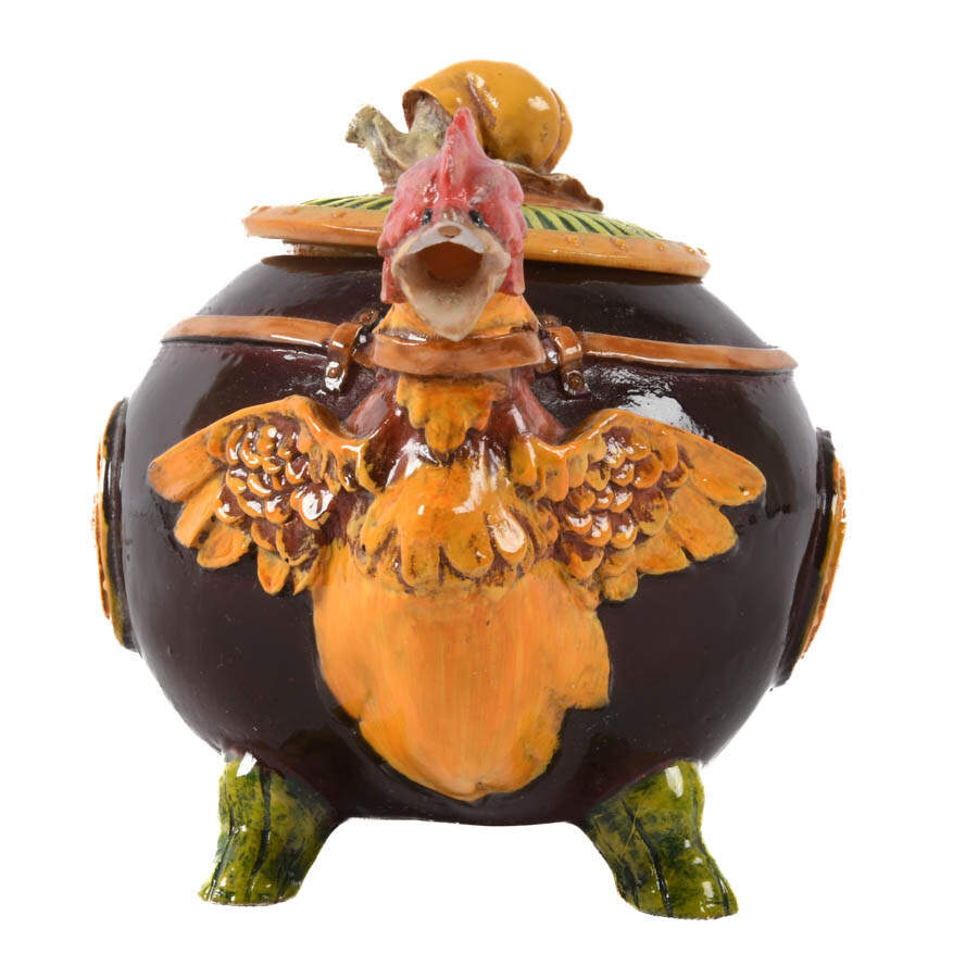 Majolica Figural Animal Lidded Sugar Dish-6