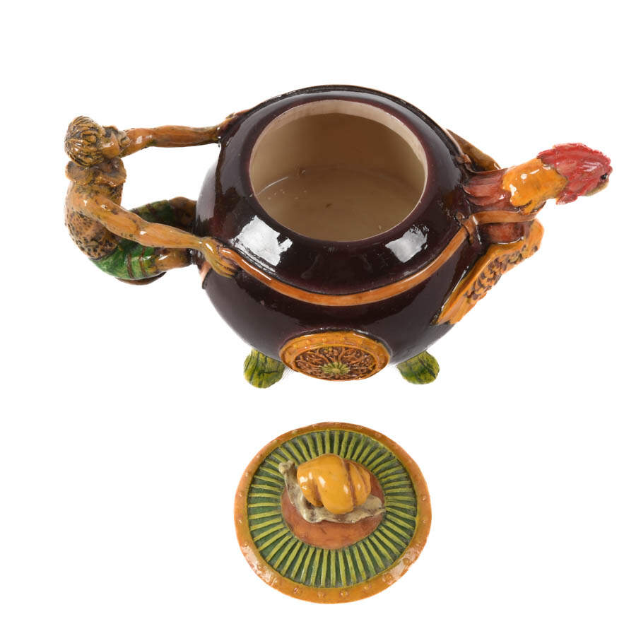 Majolica Figural Animal Lidded Sugar Dish-5