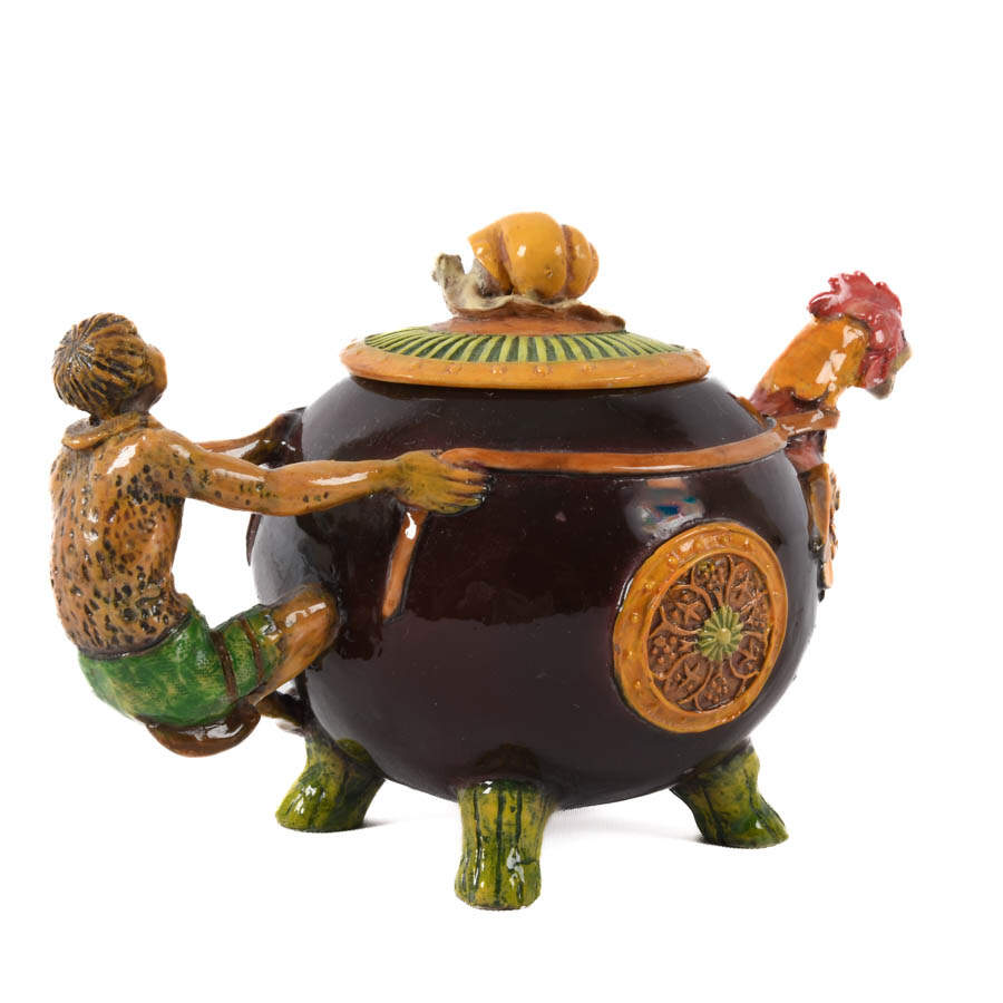 Majolica Figural Animal Lidded Sugar Dish-4