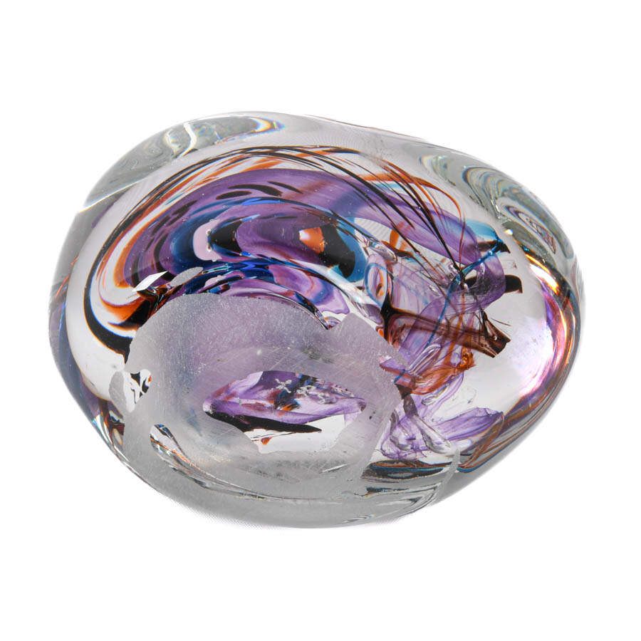 Signed Abstract Art Glass Paperweight-5
