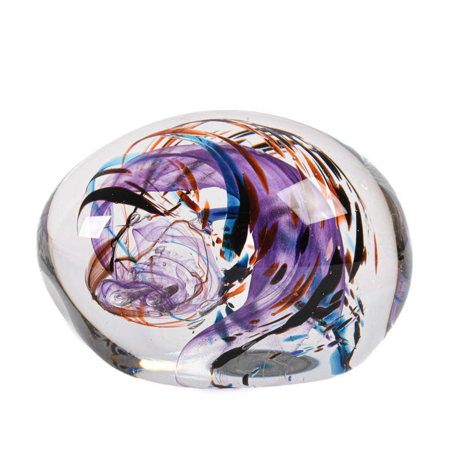 Signed Abstract Art Glass Paperweight-4