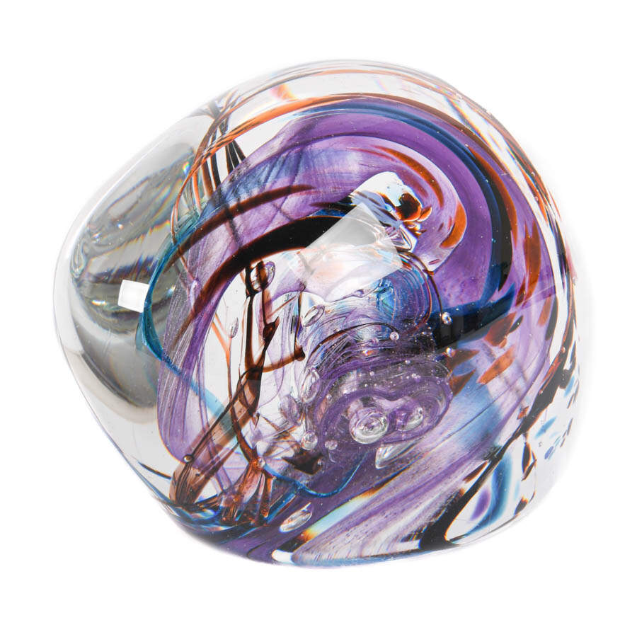 Signed Abstract Art Glass Paperweight-3