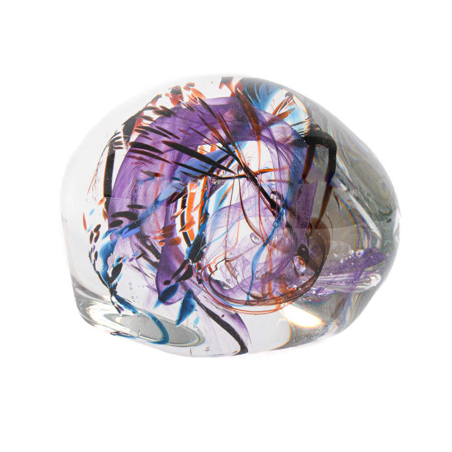 Signed Abstract Art Glass Paperweight-2