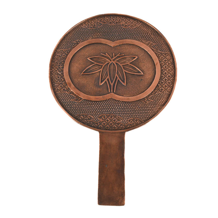 Antique Japanese Bronze Kagami Hand Mirror-4