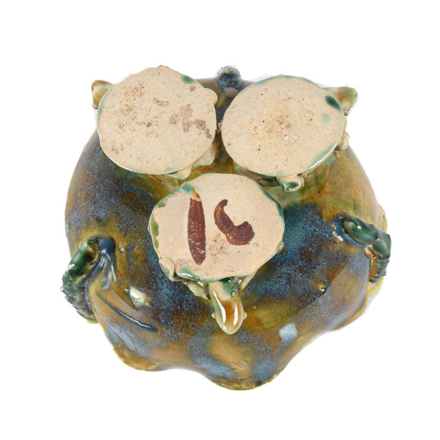 Whimsical Studio Pottery Trinket Bowl with Three Turtle Base-5