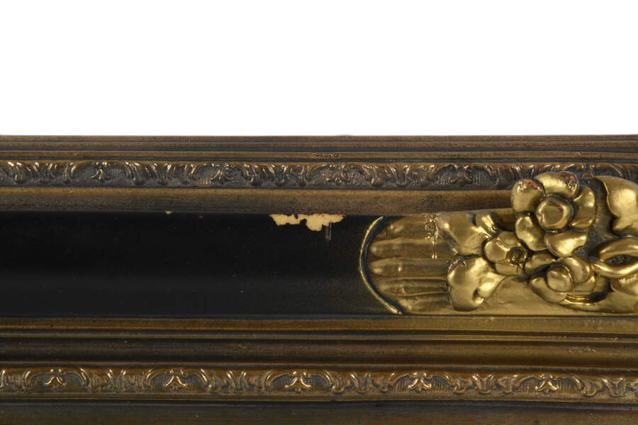 Beveled Wall Mirror with Ornate Black and Gold Frame-3