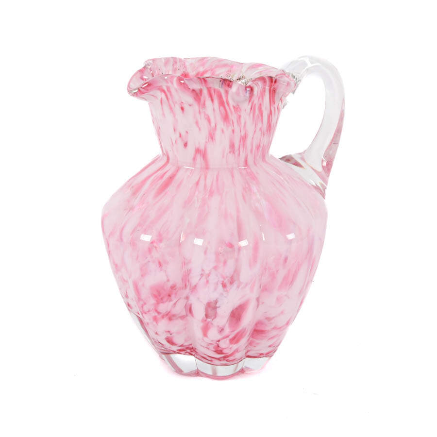 Cranberry and Swirl Glass Pitcher Set-4