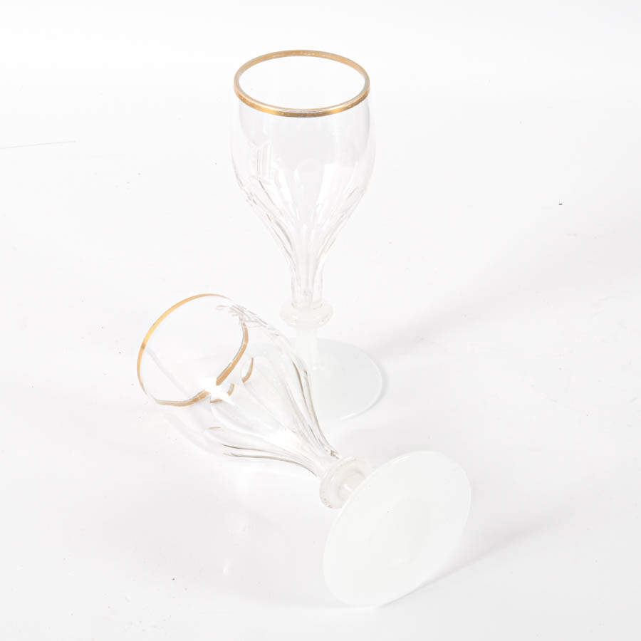 Set of Six Victorian Crystal Monogrammed Wine Glasses-6