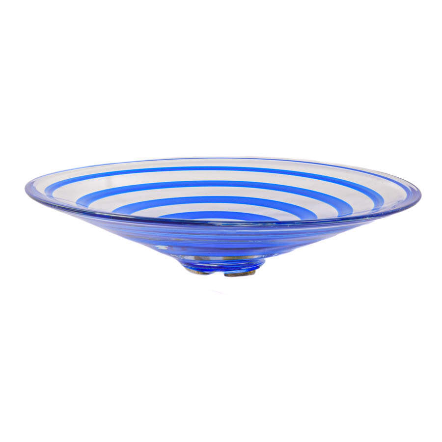 Cobalt Stripe Twist Art Glass Center Bowl-2