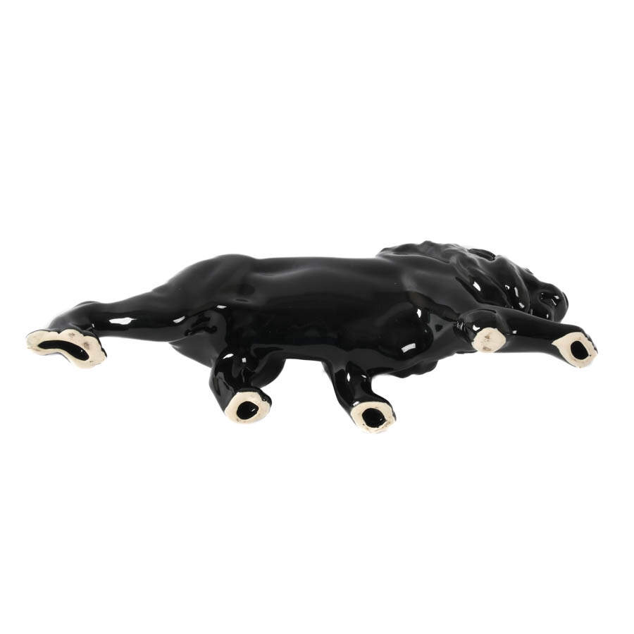 Mid-Century Modern Black Porcelain Lion Sculpture Attributed to McCoy-6
