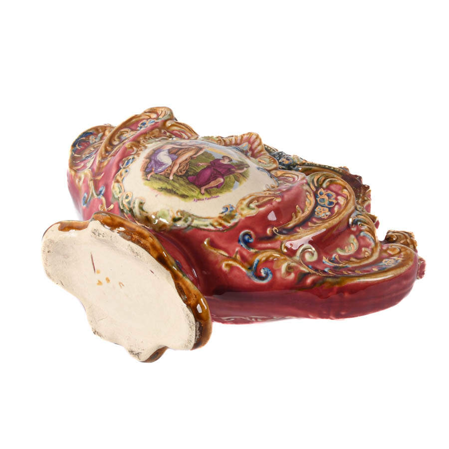 Victorian Majolica Basket with Angelica Kauffman Scene-6