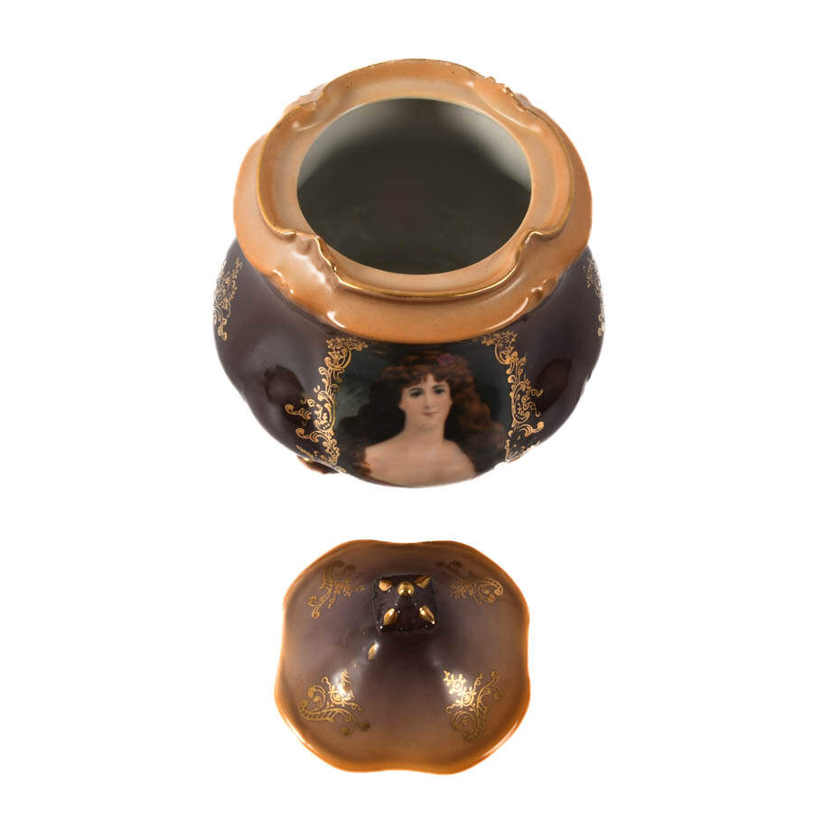 Victorian Jungfrau Porcelain Portrait Biscuit Jar-4
