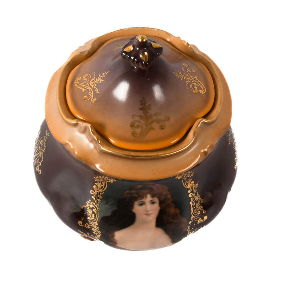 Victorian Jungfrau Porcelain Portrait Biscuit Jar-2