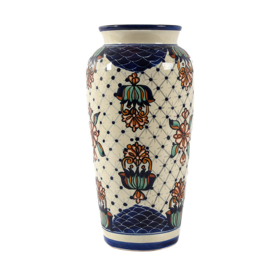 Talavera-Style Mexican Pottery Vase-3