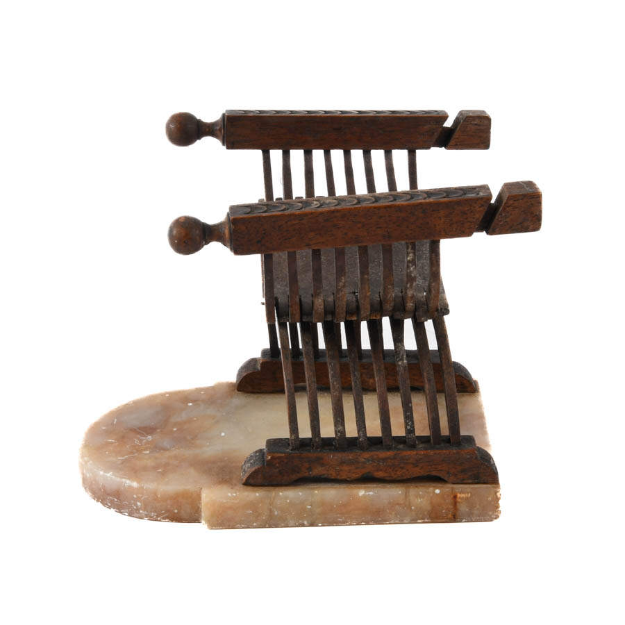 Antique Miniature Savonarola Chair on Marble Base-4