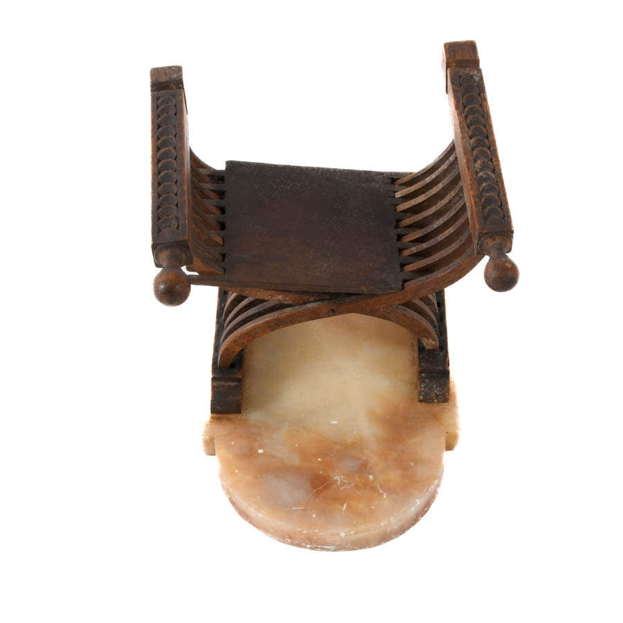 Antique Miniature Savonarola Chair on Marble Base-2