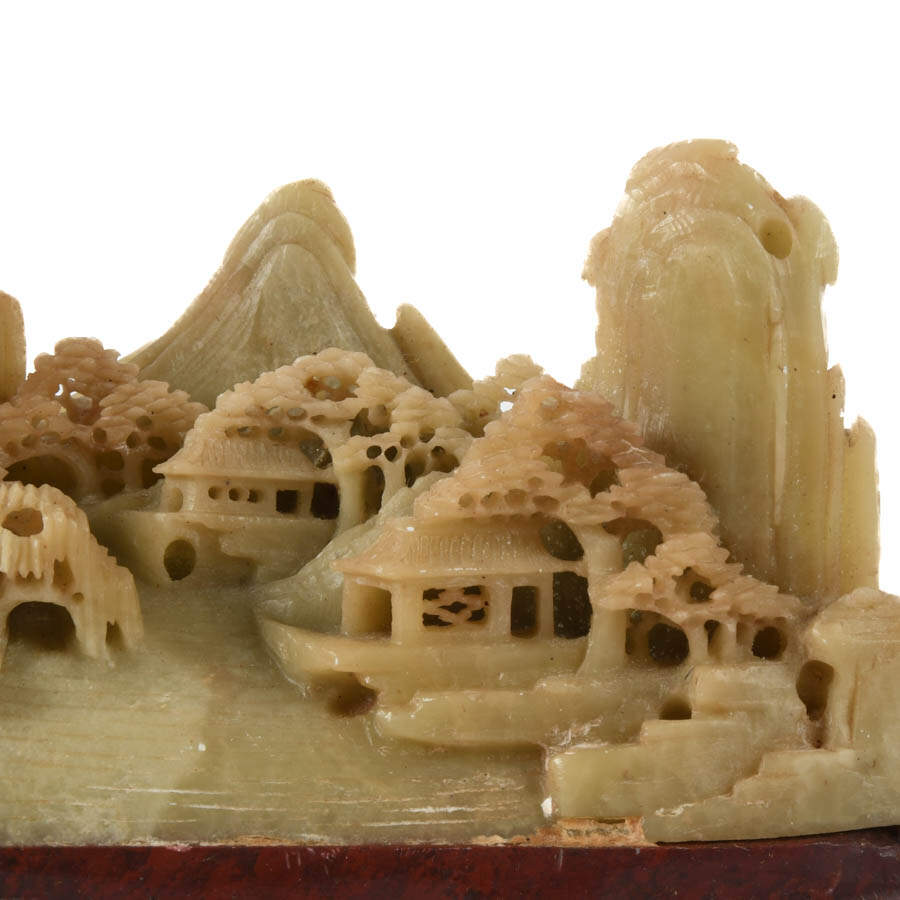 Chinese Carved Soapstone Landscape Sculpture-3