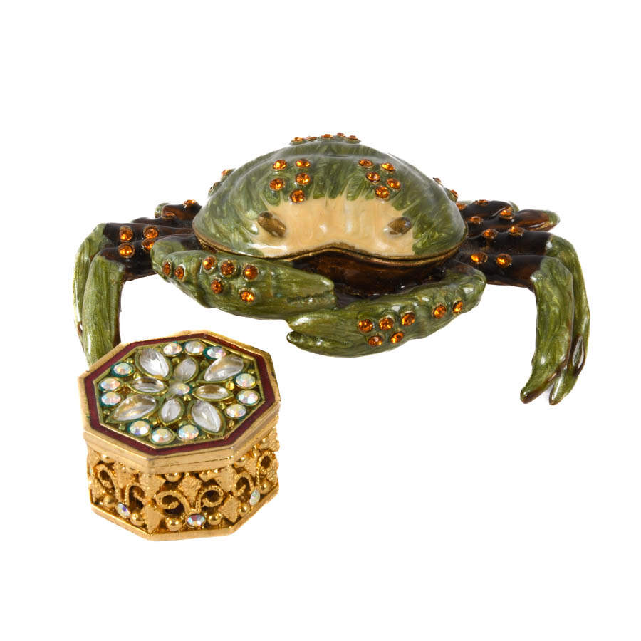 Grouping of Four Figural Jeweled Boxes: Strawberry, Crab, Box, and Mushroom-5