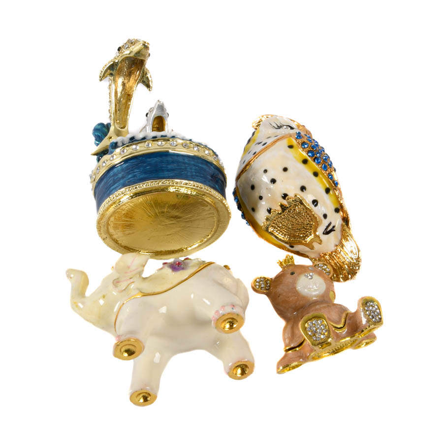 Four Figural Jeweled Boxes: Dolphin Bay, Teddy Bear, Owl, and Elephant-5