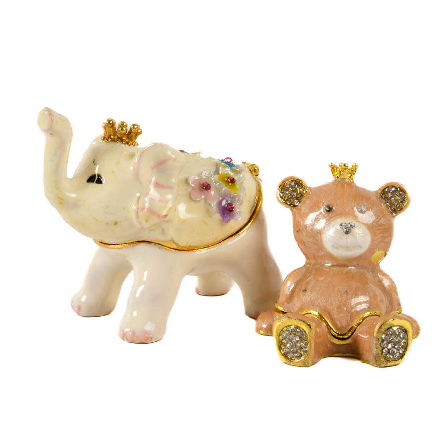 Four Figural Jeweled Boxes: Dolphin Bay, Teddy Bear, Owl, and Elephant-4