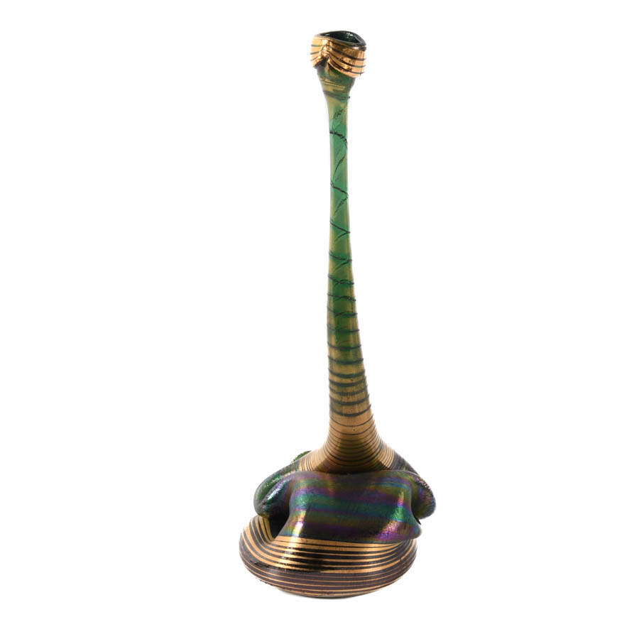 Vera Walther Iridescent Abstract Art Glass Vase-5