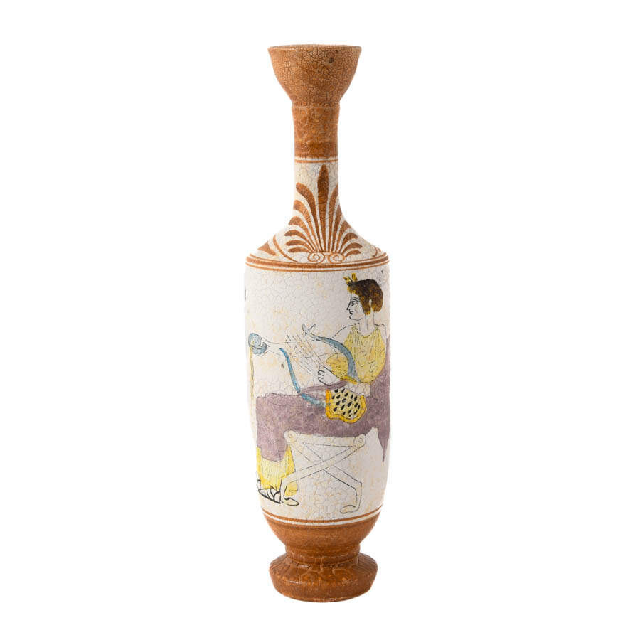 Hand-Painted Greek Pottery Vase with Handle-1