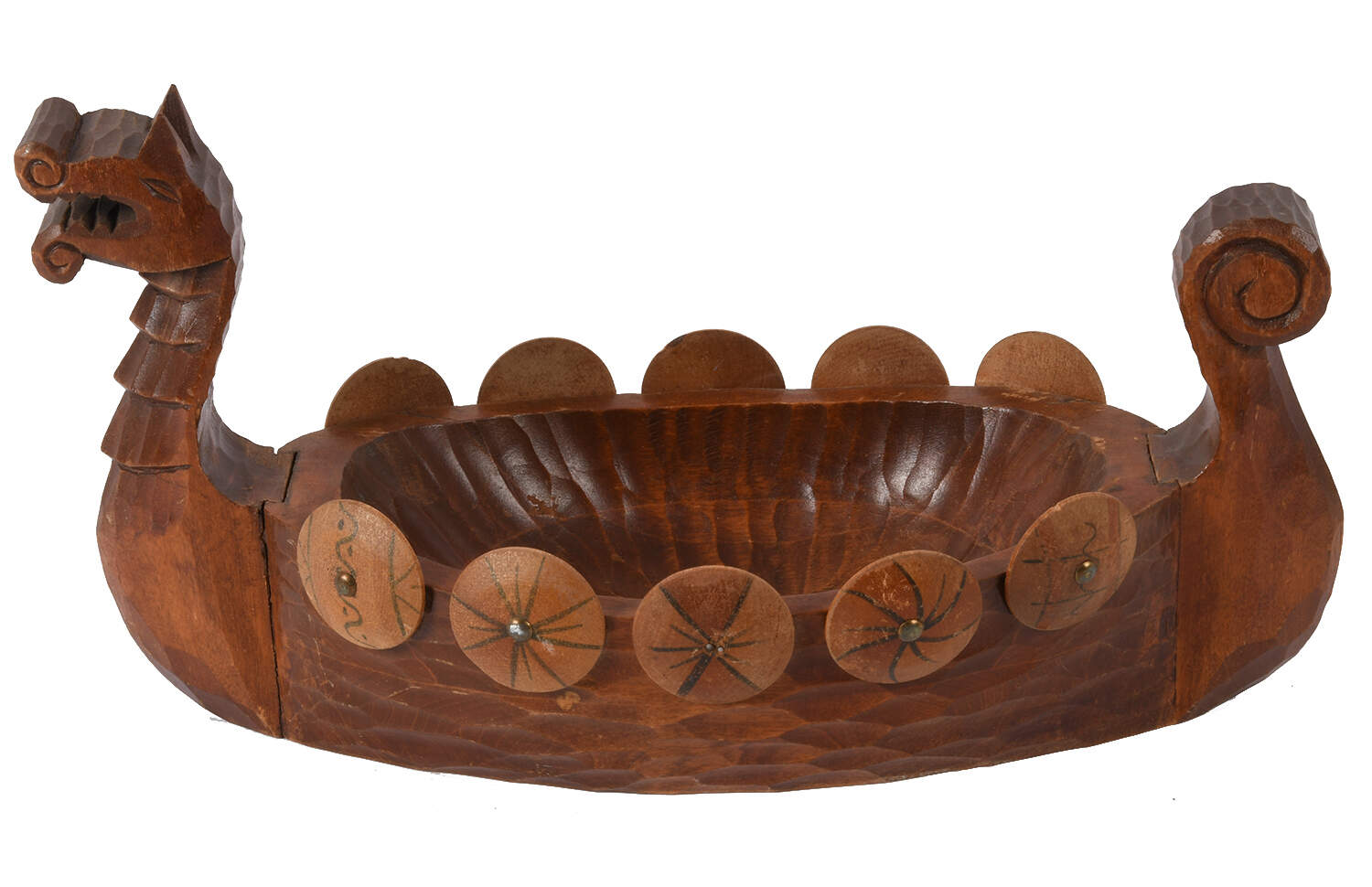 Swedish Hand-Carved Wood Viking Sail Ship-8